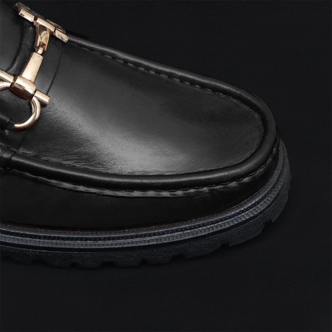 Leather Black Loafers- UK 6104