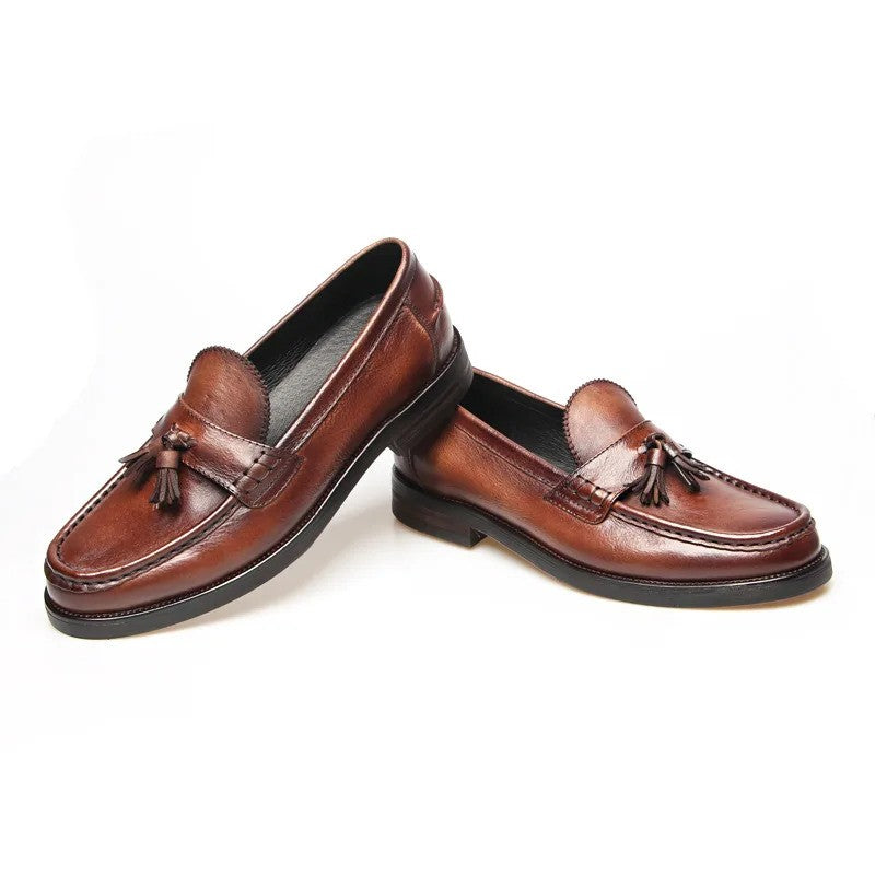 Men Business Formal Shoes Genuine Leather Breathable Men Flats- 13952