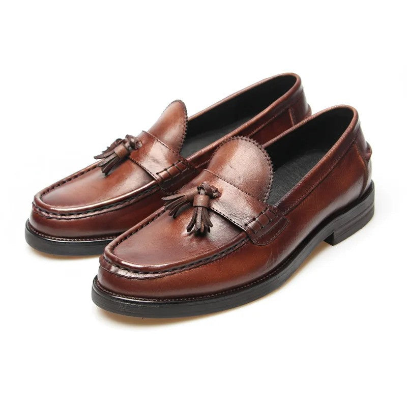 Men Business Formal Shoes Genuine Leather Breathable Men Flats- 13952