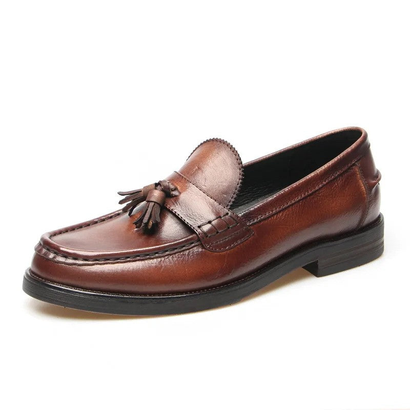 Men Business Formal Shoes Genuine Leather Breathable Men Flats- 13952