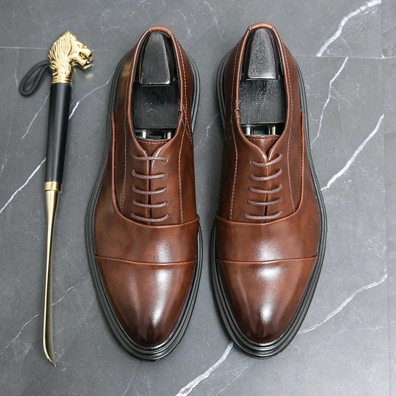 Leather Oxford Toe Cap Shoes-13914 – Leatherites