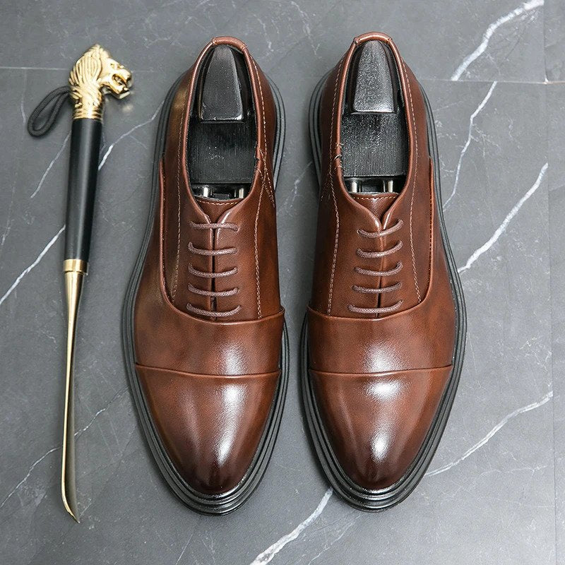 Leather Oxford Toe Cap Shoes-13914